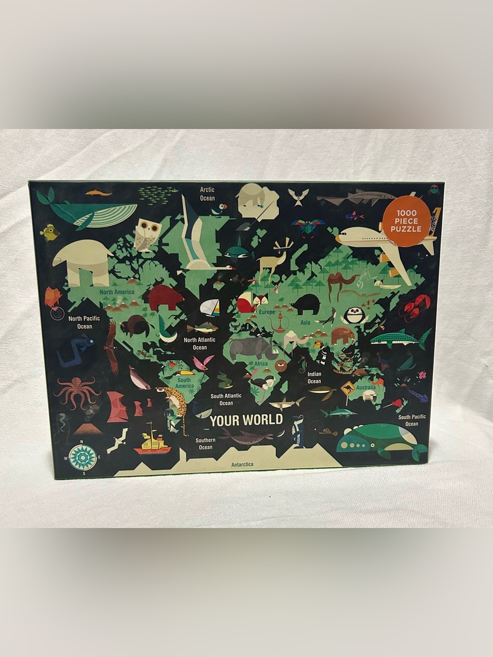 Colorful Illustrated World Map Poster - Green & Black